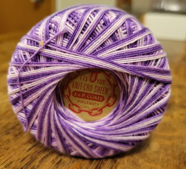 J & P Coats Crochet Thread, Knit-Cro Sheen, Purple Variegated