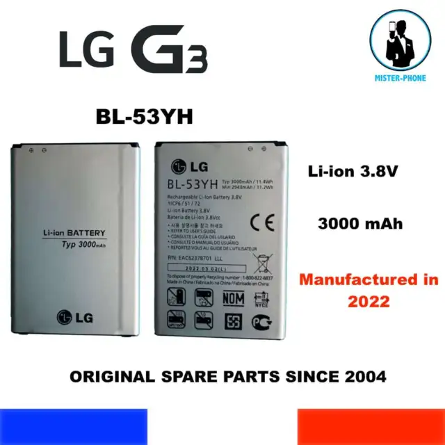 BATERIA DE ORIGEN BL-53YH 3,8V 3000mAh OEM G3 STYLUS SCREEN GENUINA NUEVA