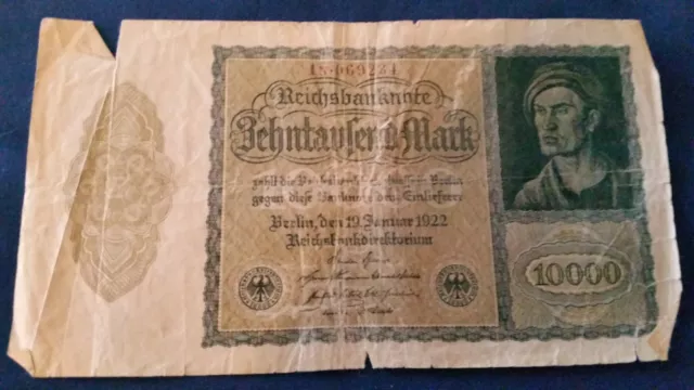 Reichsbanknote zehntausend 10 000 Mark 1922