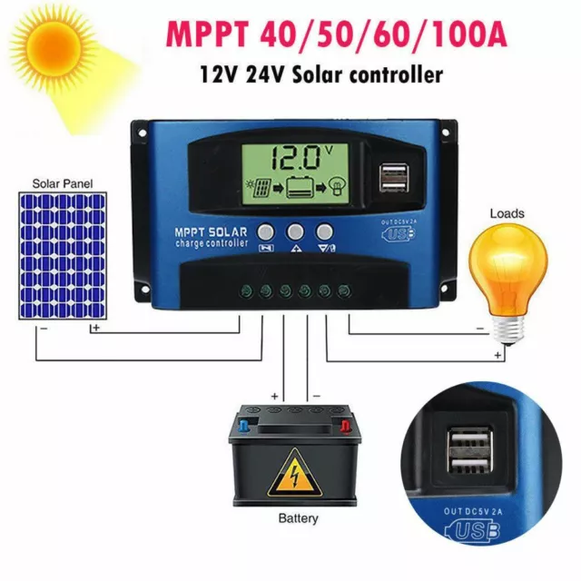 100 40A Mppt Panel Solar Regulador Controlador de Carga 12V/24V Auto Focus