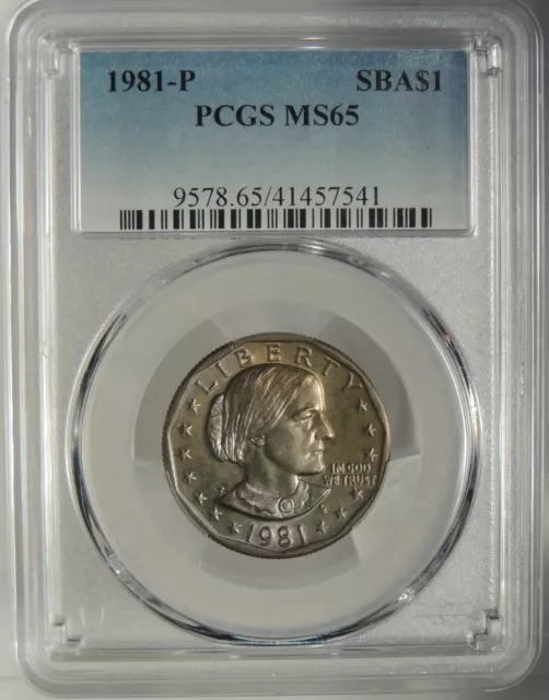 1981-P  $1 Sba Susan B Anthony Dollar Pcgs Ms65 #41457541 Gem Toner Eye Appeal