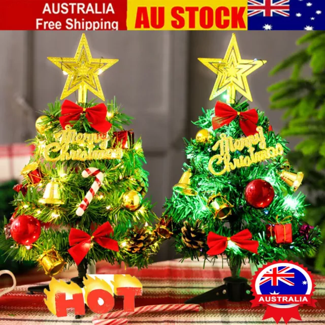 !Small Mini Christmas Tree With LED Lights Xmas Tabletop Rtificial Ornament Gift