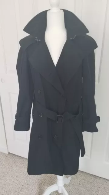 Burberry London Kensington Fit Lined Taffeta Black Trench Coat  Detach Hood 6