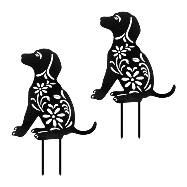 2 piezas Plaza para perros Acrílico Marca para cachorros Jardín De Metal Black