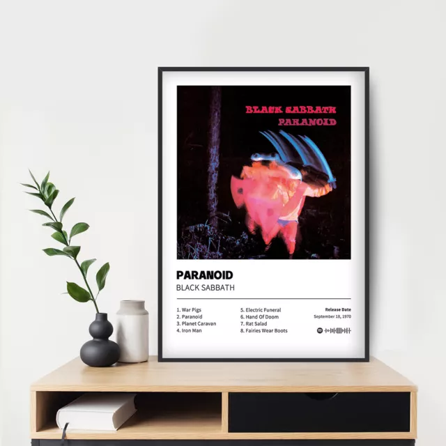 Paranoid - Black Sabbath Album Poster 20x30 24x36" Custom Music Canvas Poster