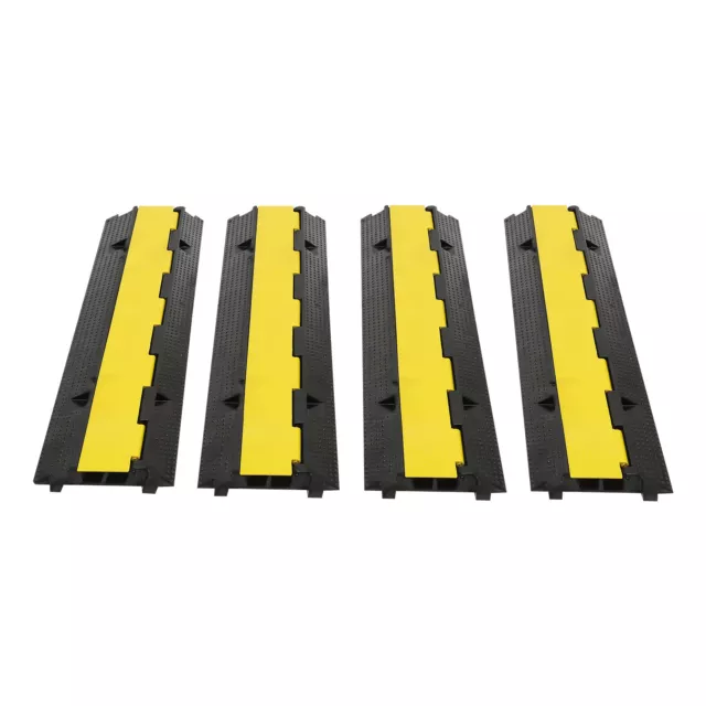 4 PCs Rubber Cable Protector Ramp 2 Channel 22000 lbs Load Wire Cable Cover Ramp