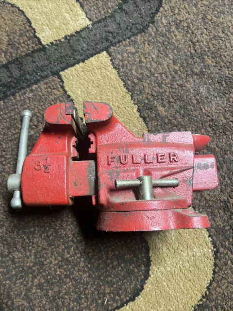 Vintage Fuller 3 1/2 Vise/Anvil/Pipe Jaws Iron Swivel Base Bench Mount Japan