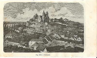 Stampa antica BAD GODESBERG castello Bonn Germania 1843 Alte Stich Antique Print 