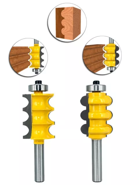 2 Bit 3/16" Radius Triple Bead and Flute Trim Molding Router Bit - 1/2" Shank 2