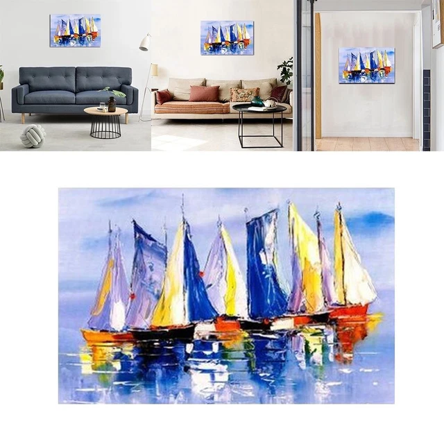 Impresión Pintura Barcos En Mar Lona Corredor Regalo Decoración del Hogar Imagen Estudio