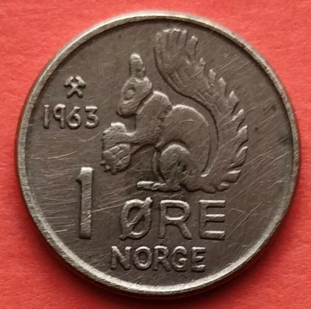Moneta  Norvegia   da  1 Ore  del 1963 ,  circolata