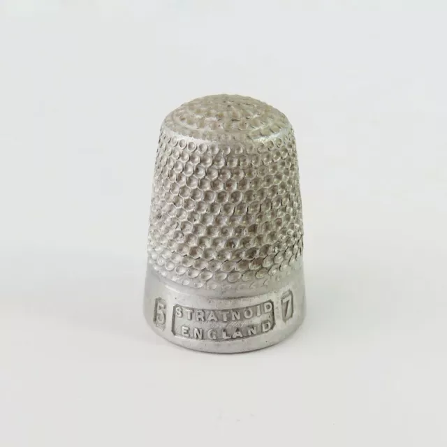 Vintage Stratnoid Metal Aluminium Thimble, Size 5/7, England