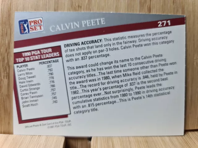 CALVIN PEETE🏆1991 PGA  Pro Set #271 Golf Card🏆FREE POST 2