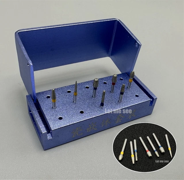 1set Dental Porcelain Teeth Inlay Preparation Silver Diamond Burs Polishing Kit