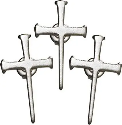 Nail Cross Lapel Pin Sacramental Celebration Accessory 0.75 inches Pack of 3