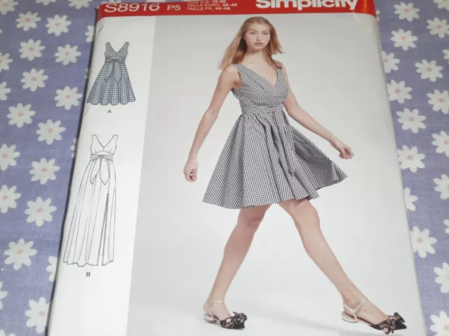 Simplicity 8916 Misses Back Wrap Dress In Two Lengths Pattern-New-Uncut-12-20