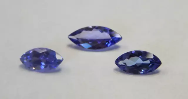 NOS - 3 Loose Genuine Gemstones - Tanzanite - 2.53 CTW - VS - Marquise Shapes