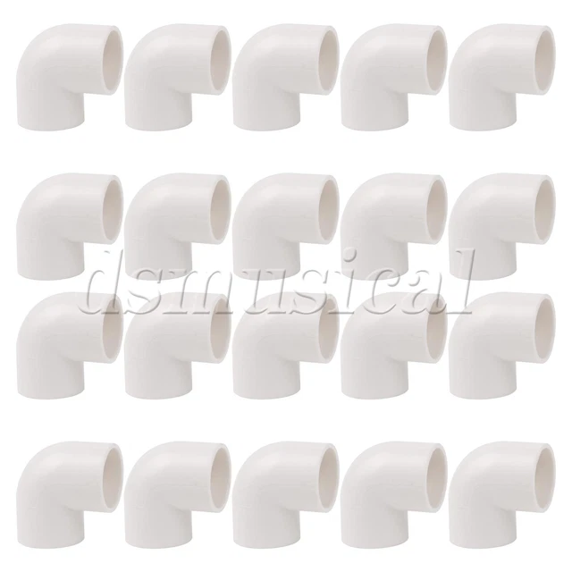 20 Pcs White 90 Degree Elbow Pipe Fittings 3/4" for Storage Rack Desks