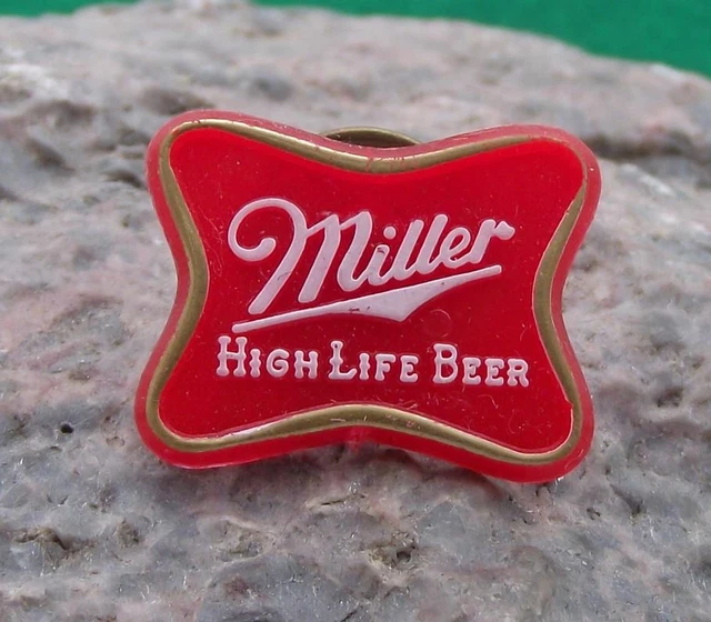 VINTAGE MILLER HIGH Life American Beer Logo Plastic Tie Hat Pin Badge
