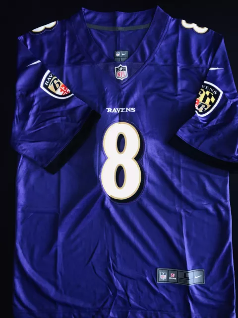 Nike Men's On Field Lamar Jackson #8 Baltimore Ravens Purple Jersey Size Large