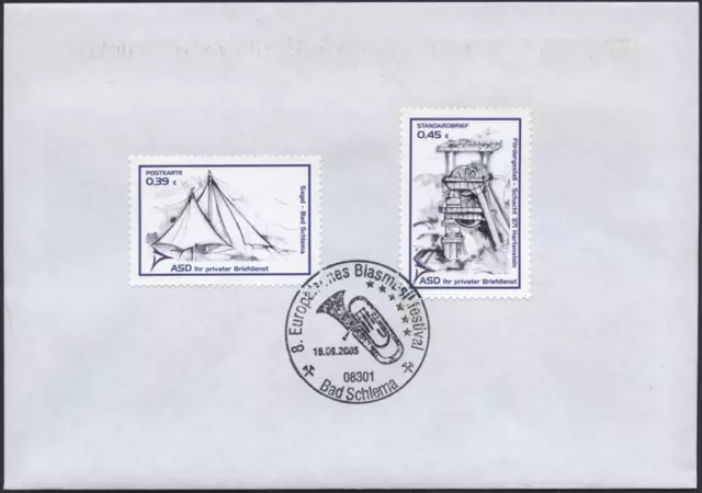 Privatpost 2005 ASD Mail Aue "Bergbauanlagen" Hartenstein, MiNr 10-11 FDC