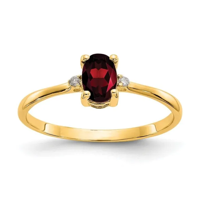 10k Yellow Gold Garnet and Diamond Engagement Ring Size 6