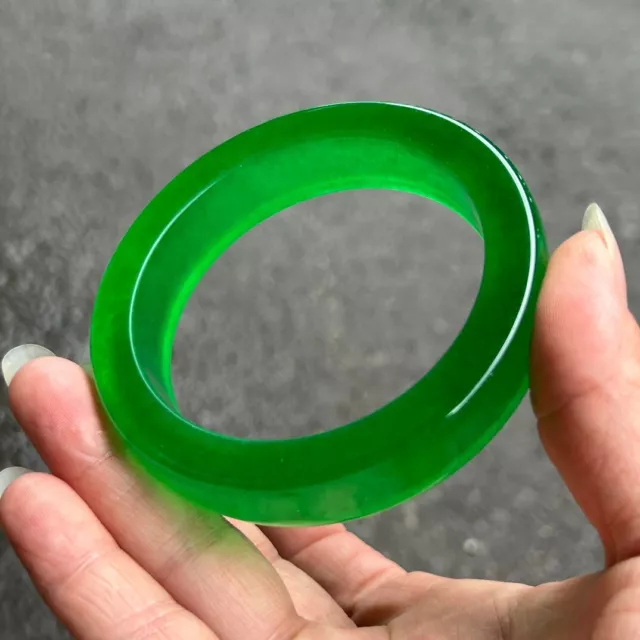 Certified Natural AA Burmese high Ice Green Jade jadeite Bracelets Bangle 60mm