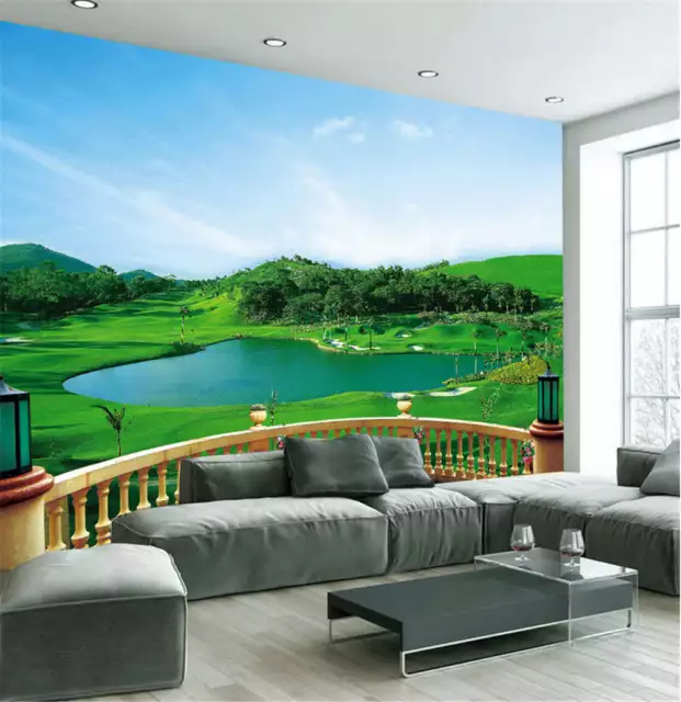 Concise Green Lake 3D Full Wall Mural Photo Wallpaper Printing Home Kids Decor