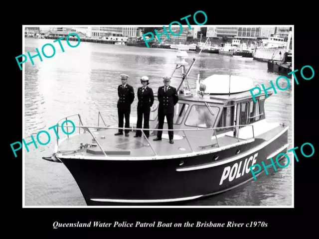 OLD POSTCARD SIZE PHOTO OF THE QUEENSLAND WATER POLICE PATROL BOAT c1970