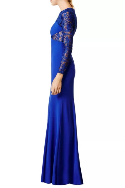 ML Monique Lhuillier Cobalt Blue Lace and Crepe mermaid Dress Evening Gown SZ 6 3