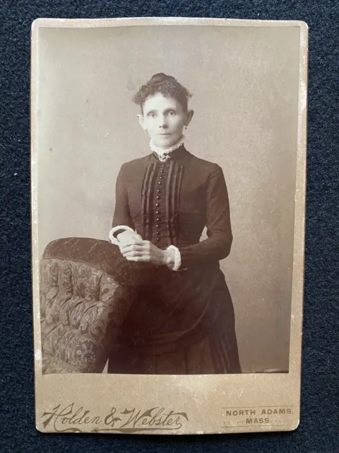 Antique North Adams Massachusetts MA Pretty Woman Cabinet Photo Card