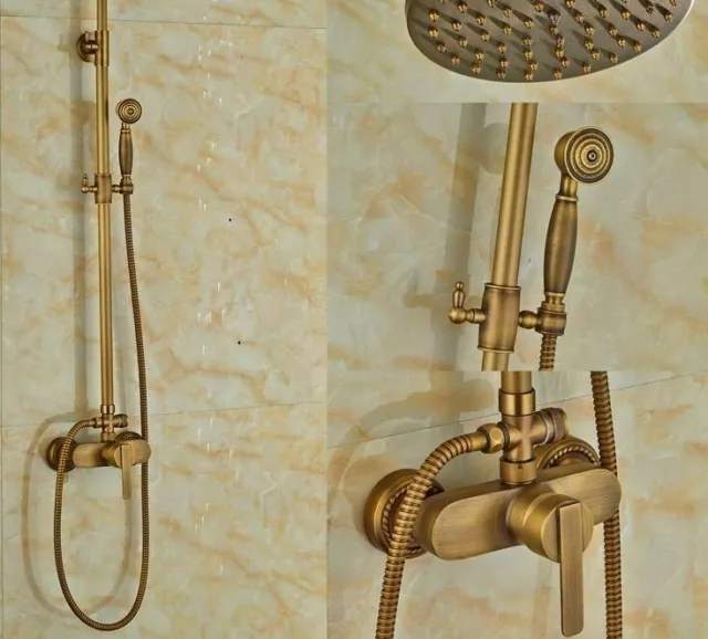 Unique Retro Wall Mounted Bathroom Handheld Shower Rainfall Old Style Dual Knob 2