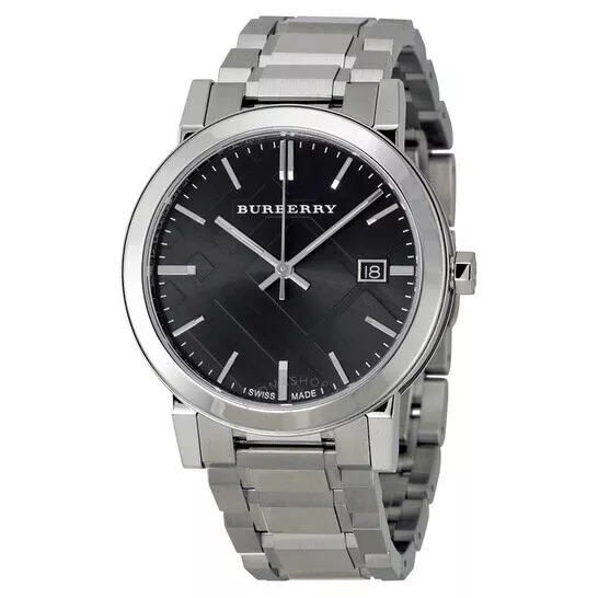 Men’s Burberry Swiss Made Black Dial Stainless Steel Watch