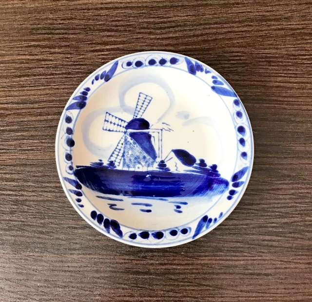 Plato de baratijas Vintage Delft Holland Cerámica pintada a mano