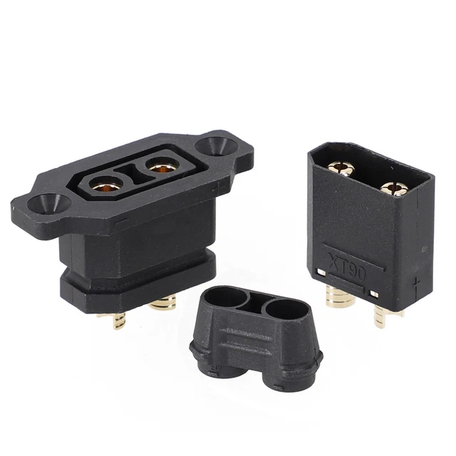 QIANRENON XT60 Fissa Montaggio Saldare Presa 35A XT60 Femmina Pannello Montaggio Saldatura Connettore Fissabile XT60E-F Dorato Adattatore Saldato Spina,Coperchio Antipolvere,per Modellismo RC,2Pcs