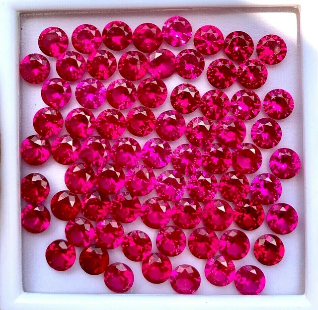 100% Naturel Flawless Mogok Red Ruby Round Cut Loose Gemstone Certifié