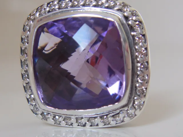 $1150 David Yurman Silver Albion Amethyst Diamond Enhancer