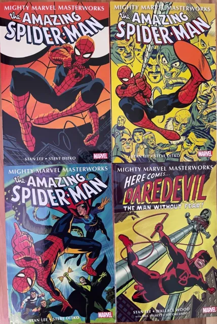 LOT OF 9 MIGHTY MARVEL MASTERWORKS TPBs - Amazing Spider-Man Daredevil Hulk Thor