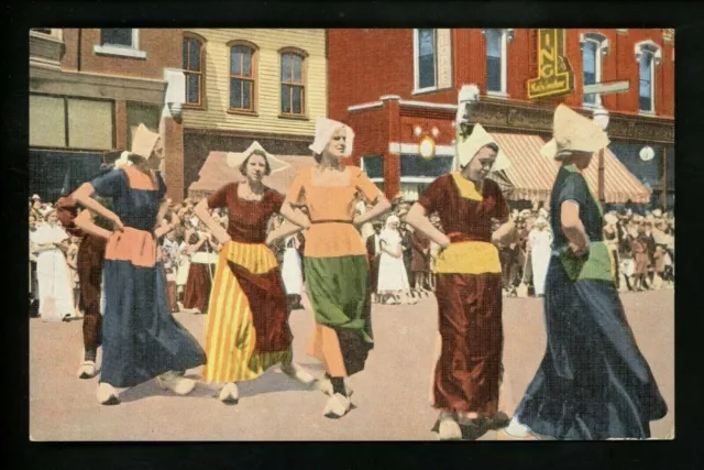 Music / Dance postcard Dutch Tulip Time Holland, Michigan MI linen Kropp