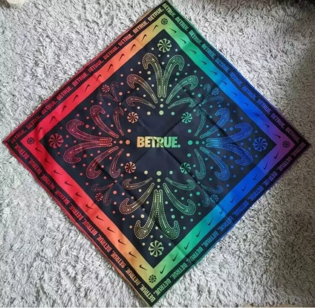 Nike BE True Bandana Gay Pride LGBTQ MultiColor Rainbow Black Head Wrap Cover