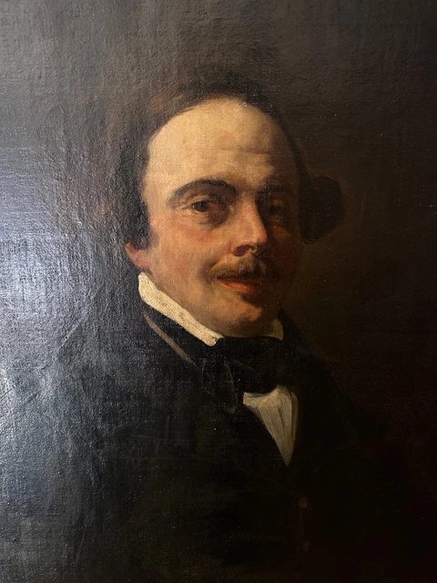 Miniature Portrait Gentleman Barbu - Emma Eleonora Kendrick - Aquarelle Originale XIXe - 6 Pouces