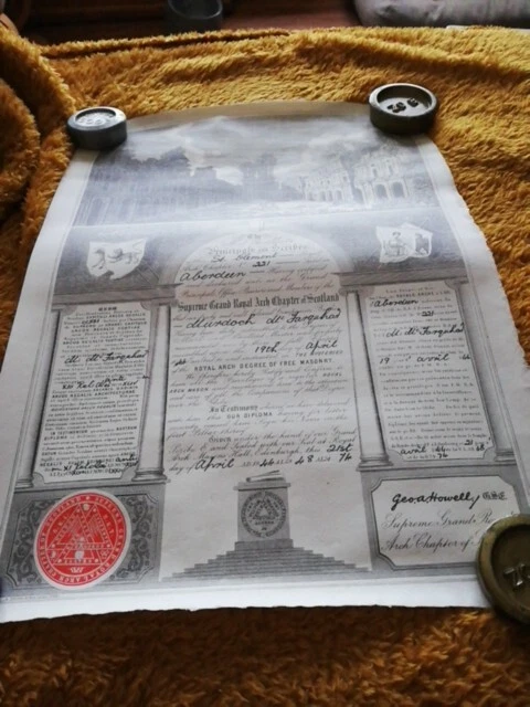 4 Vintage Scottish Free Masons Scrolls Aberdeen St Clement Lodge 221 From 1945
