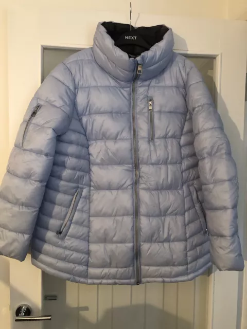 BNWT Ladies Baby Blue Zipped Front Puffer/ Quilted Jacket By Next (Size 22)