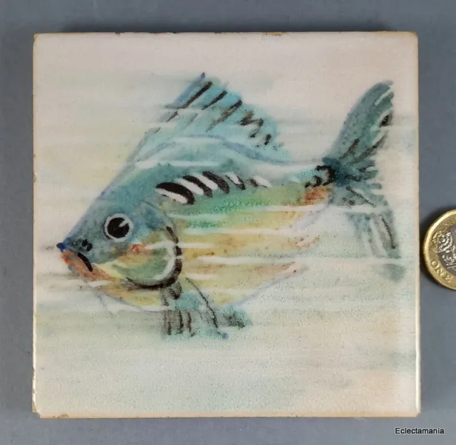 Vintage Dunsmore Hand Painted Minton Tile - Polly Brace FISH Design