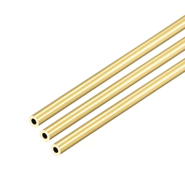 Brass Round Tube 300mm Length 3mm OD 0.75mm Wall Thickness Seamless Tubing 3 Pcs