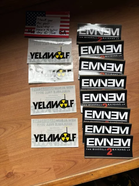 Yelawolf Radioactive/Eminem Stickers (lot of 12-original P.+ Free Flag sticker