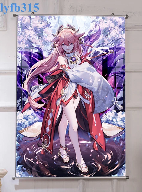 Genshin Impact Anime Girl Yae Miko Wall Scroll Art Poster Home Decor 60*90CM