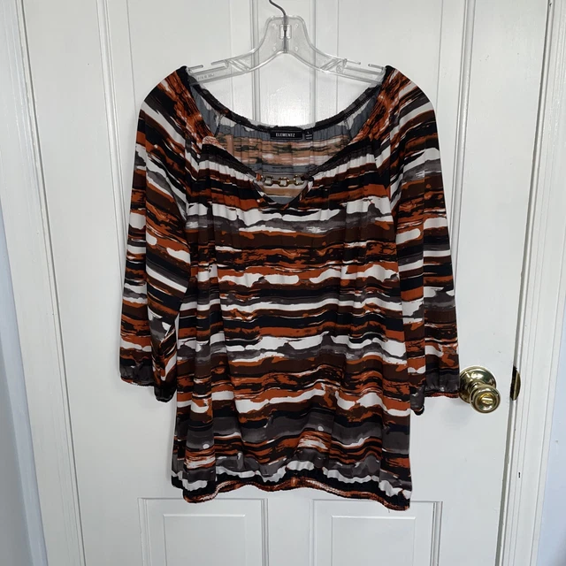 Elementz Blouse Size L Striped Top