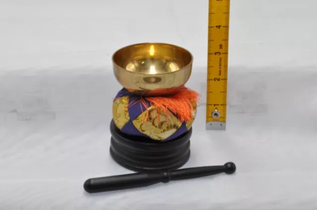 Cuenco de canto japonés Buda budismo campana Orin meditación antigua oro...