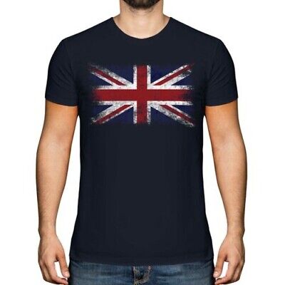 Union Jack Bandiera Effetto Consumato T-Shirt Top UK GB Gran Bretagna Regno